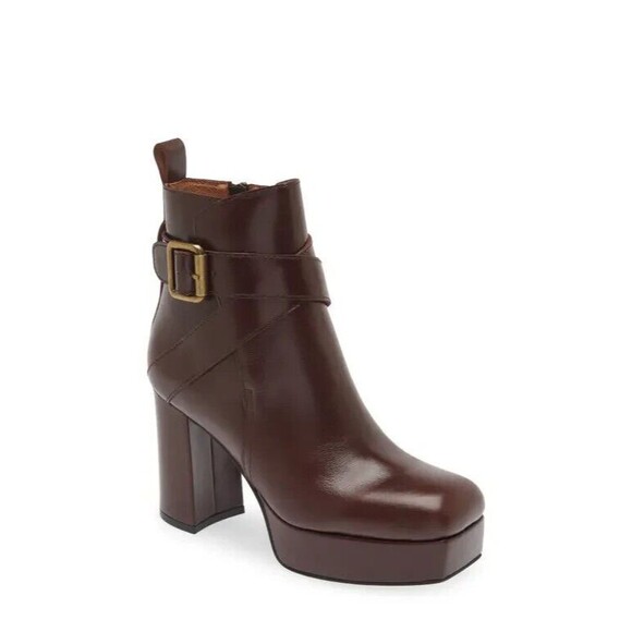 Jeffrey Campbell Amuse Platform Bootie Brown Bronze Leather Side Zip NIB - Picture 1 of 16